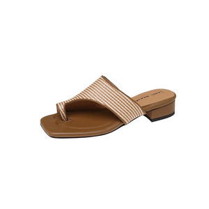 Classic Evergreen <b>Open</b>-Toe Fashion Women's Slip-On Sandals Soft Comfortable Sofa-Style Genuine Leather Insoles for Casual Summer - Product Image 1