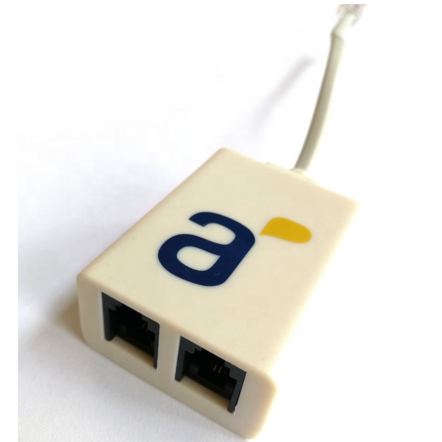 ADSL Splitter Adapter with Male/Female Brass ABS Housing and RJ11 Connector for Telephone Noise Filter