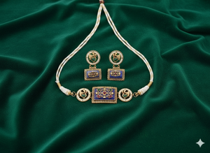 Ensemble de collier de fête en or antique, design de bijoux, polissage mehendi, élégant, bijoux traditionnels, parfait pour les femmes - Product Image 5