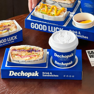 Reciclado Personalizado Cartão Azul Sanduíche Café Café Bebida Caixa De Papel Embutido Bandeja De Papel - Product Image 2