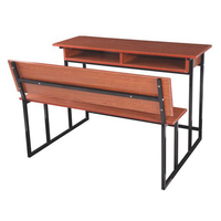 Bureau et Banc Connectés Modernes Double en Bois pour Adultes Table-Banc de Lycée Table et Chaise d'École pour Étudiant