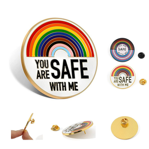 Fabricant de gros émail coloré drapeau métal <span class=keywords><strong>arc</strong></span>-<span class=keywords><strong>en</strong></span>-<span class=keywords><strong>ciel</strong></span> bouton broche Gay Lgbt Pride épinglette insigne - Product Image 4