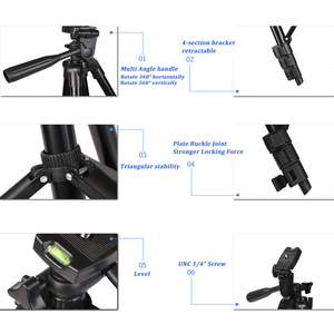 Trípode de cámara ajustable profesional blanco y negro 3120 trípode de aluminio de 1020mm para cámara Digital <span class=keywords><strong>DSLR</strong></span> teléfono inteligente teléfono móvil - Product Image 6
