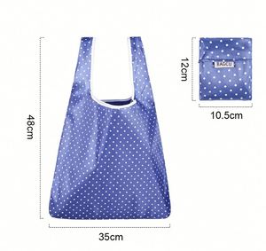 Factory Direct Stylish <b>Dot</b> Pattern Foldable <b>Eco</b> Shopping Bag, Lightweight Polyester Handbag for Clothing Store Packaging - Product Image 1