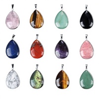 Pendentif en cristal semi-précieux blanc K Edge 25x35mm en forme de goutte d'eau, breloques en cuivre électroplaqué argenté poli