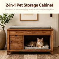 Banc-établi en bois 2-en-1 pour chat avec tiroir et siège rembourré pour entrée, salon, et multiples scénarios