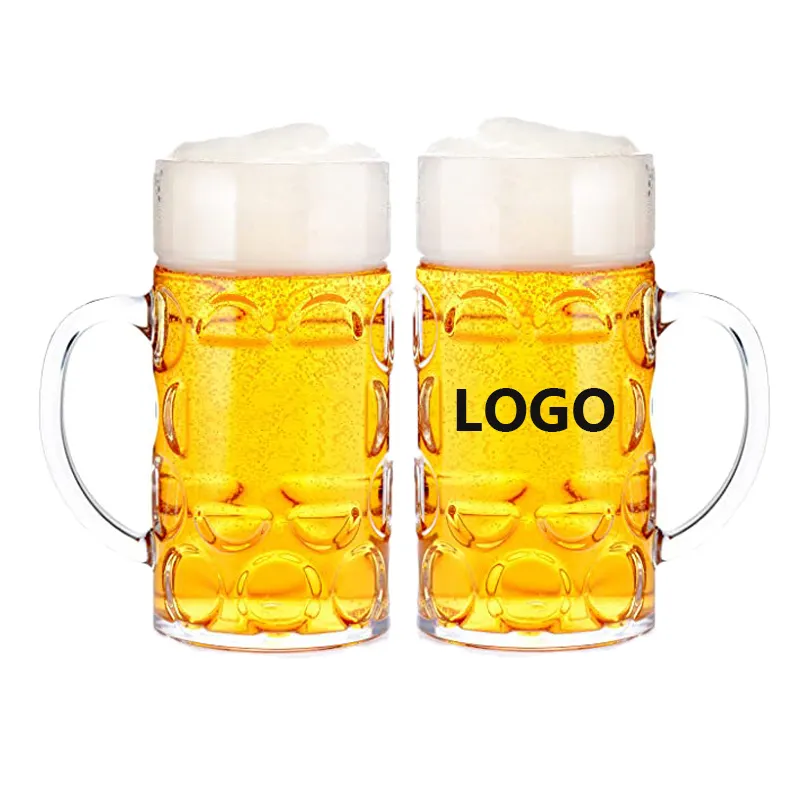 Personalizado irrompible policarbonato 500 ml 1000 ml 1 litro PC PS acrílico plástico cerveza vasos tazas