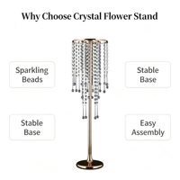 Décorations de table romantiques style européen/occidental, support de fleurs en cristal, fleurs en soie plastique durables, 50/60 cm, vente chaude