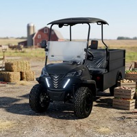 Voiturette de golf électrique 2 places avec coffre arrière, batterie au lithium, homologuée CE, pour le transport de marchandises dans les centres de villégiature et les parcs.