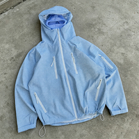 Veste coupe-vent en nylon imperméable à capuche OEM Streetwear pour hommes, design tendance, imprimé à carreaux, vestes coupe-vent personnalisées