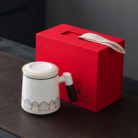 Ensemble de tasses chauffantes thermostatiques en céramique moderne avec séparation thé-eau, cadeau souvenir pour usage au bureau
