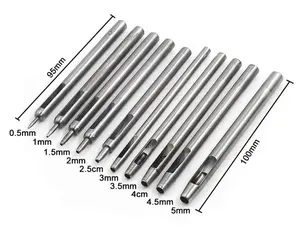 10 Stks/set Diy Handgemaakte Ronde Holle Boring Lederen Ponsgereedschap Riem Ponsen Handwerk Puncher Lederen Gereedschap 0.5Mm-5Mm