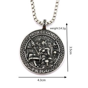 Collar Unisex Vintage de Acero Inoxidable con Medallón de Runas Vikingas de Odín, Colgante de los Dioses Nórdicos Frigg, Joyería de Regalo - Product Image 5