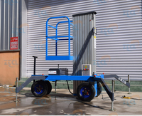 Table élévatrice verticale portable en alliage d'aluminium de 4 à 10m à mât unique Manlift Hydraulic Lifter Large Wheels