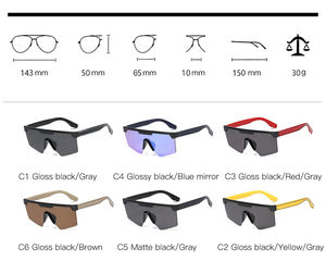 MS 95216 2021 nuovi occhiali da sole di fabbrica di Design montatura colorata lente monopezzo montatura per PC UV400 parasole - Product Image 6