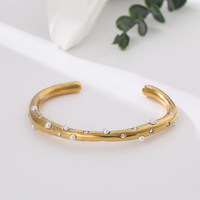 Bracelets joncs à breloques en acier inoxydable plaqué or, classiques, tendance, de luxe, personnalisés, pour femmes, pour fêtes, vente en gros
