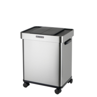 Poubelle intelligente à double glissière 50L, rotative et réglable, en acier inoxydable, grande poubelle pour maison moderne