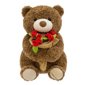 Orsacchiotto di Peluche con Rosa, Giocattolo Imbottito in Cotone PP, Regalo per San Valentino, Vendita all'Ingrosso e Dropshipping - Product Image 5