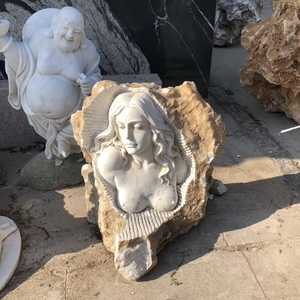 Estatua de Piedra de Chica Peri Sexy Tallada a Mano en Mármol Blanco para Uso en Hoteles, Diseño Moderno, Tamaño Personalizable - Product Image 6