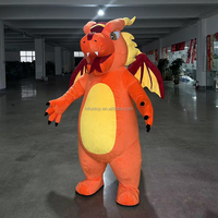 Funtoys Personnaliser 2m/2.6m Dinosaure Gonflable Dragon de Feu Mascotte Costume Barney Macotte Cosplay Noël Halloween pour Adulte