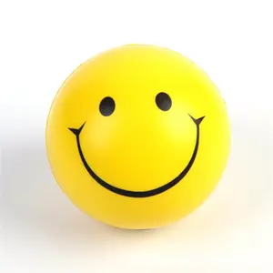 Großhandel PU Stressball gelb lustiges Gesicht Kinder Antistres-Lächelkugel Stresslinderungskugel individuelles Logo