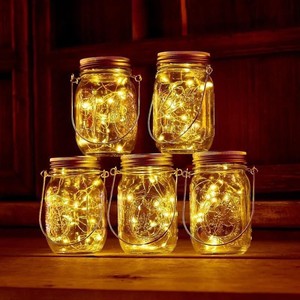 Lampes solaires pour bocaux Mason, guirlandes lumineuses LED blanc chaud, lanternes suspendues pour la décoration du jardin, du patio et des fêtes - Product Image 1