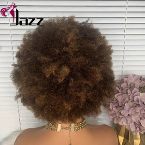 Perruque Lace Frontal Wig 100% naturelle péruvienne — queen beauty, cheveux crépus bouclés, perruque <span class=keywords><strong>Afro</strong></span>, pre-plucked, Full Lace HD, courte odeur, pour femmes noires - Product Image 4