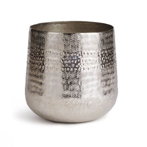 Maceta de suelo de Metal grande moderna, acabado plateado, decorativa para el hogar, interior, exterior, jardín de Metal, macetas y maceta - Product Image 1