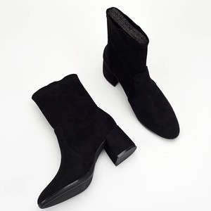Comércio Exterior <span class=keywords><strong>Original</strong></span> Camurça Preta Cabeça Salto Grosso Sola Alta All-match Leg-fixing Finas Meias Elásticas Botas Curtas Mulheres - Product Image 1