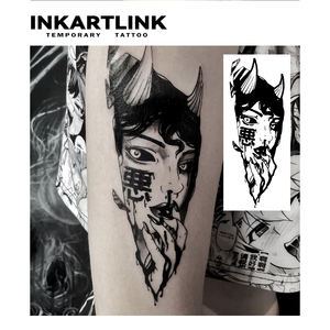 Tatuaje Temporal Realista de Chica Demonio Japonesa al por Mayor, de Larga Duración (2 Semanas/15 Días), Arte Corporal para <span class=keywords><strong>Hombres</strong></span> y Mujeres, para Brazo - Product Image 2