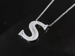 Fashion Jewelry Baguette Cut Diamonds CZ <strong>Initial</strong> Letter S Pendant Choker <strong>Necklace</strong> Custom Name <strong>Charm</strong> Women <strong>Necklace</strong> - Product Image 4