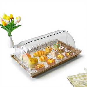 Panier à pain en plastique PP avec couvercle en PC, fournitures <span class=keywords><strong>pour</strong></span> restaurants et hôtels, panier à pain rectangulaire pliable avec couvercle - Product Image 1