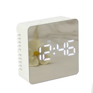 EMAF manufacturer digital led mirror alarm clock time day temperature alarm snooze table alarm clock supermarket sale clock