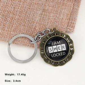 Nuevo Diseño, Llavero Redondo Negro con la Frase 'I AM SHER LOCKED' del Programa de TV 'Sherlock <span class=keywords><strong>Holmes</strong></span>', para Fans - Product Image 5