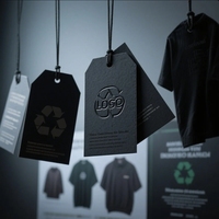 Étiquettes volantes de vêtements personnalisées, plusieurs formes disponibles, papier kraft écologique avec trou pour marque de vêtement, logo personnalisé
