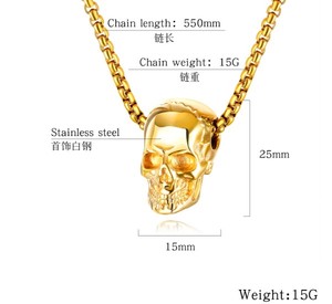Collier pendentif crâne <span class=keywords><strong>vintage</strong></span> Halloween en acier inoxydable avec chaîne en corde, style punk pour homme, cadeau pour fiançailles, mariage, fête, anniversaire - Product Image 6