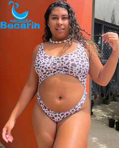 Bikini taglie forti personalizzato costume da bagno donna donna con stampa tropicale Bikini Push-up per ragazza paffuta - Product Image 3