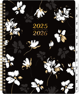 Planificador semanal mensual de <span class=keywords><strong>Julio</strong></span> de 2025 a junio de 2026, planificador de calendario académico 2025-2026 con pestañas de lista de tareas cubierta floral - Product Image 3