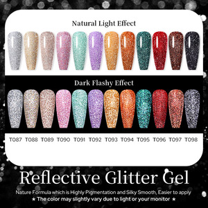 Gel à ongles réfléchissant effet diamant brisé, rouge vin, scintillant, à polymérisation UV, pour la décoration des ongles de fête et de vacances - Product Image 2
