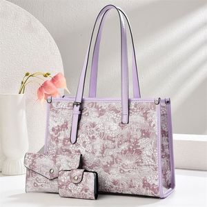 Trendy Flower Pattern Handbags Lady's Leather Totes <b>Large</b> Capacity PU Tote Bag <b>Purse</b> Set - Product Image 6