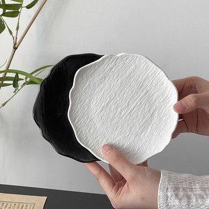 Aesthetic Stone Texture Dessert <b>Plate</b> Creative Irregular Plastic Cake <b>Plate</b> <b>Black</b> White for Restaurant Cafe Afternoon Tea - Product Image 2