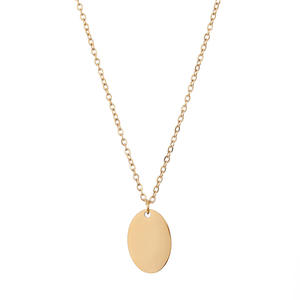 Collier ras du cou tendance en acier inoxydable plaqué pour femme, pendentif ovale lisse, chaîne de clavicule, bijoux 9x13mm, vente en gros - Product Image 4