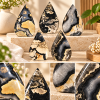 Ornement Goutte d'Eau en Agate Volcanique, Pierre Polie, Pièce de Présentation, Décoration d'Intérieur en Cristal, Cadeau pour Étagère ou Table