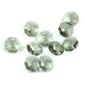 Zwei Löcher 14Mm Kristall Kronleuchter Octagon Perlen Faceted Perlen K9 Kristall Schwarz Grau Achteckigen Perlen