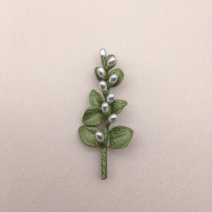 Broche de Pérolas em Forma de Flor na Cor Verde Vintage para Mulheres, Presente de Joias - Product Image 4