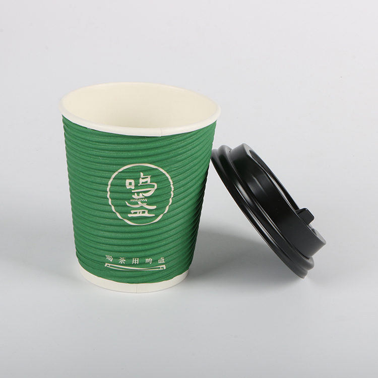 hot drink coffee tea paper cup with lid ripple corrugated carton wall cup custom logoPopular