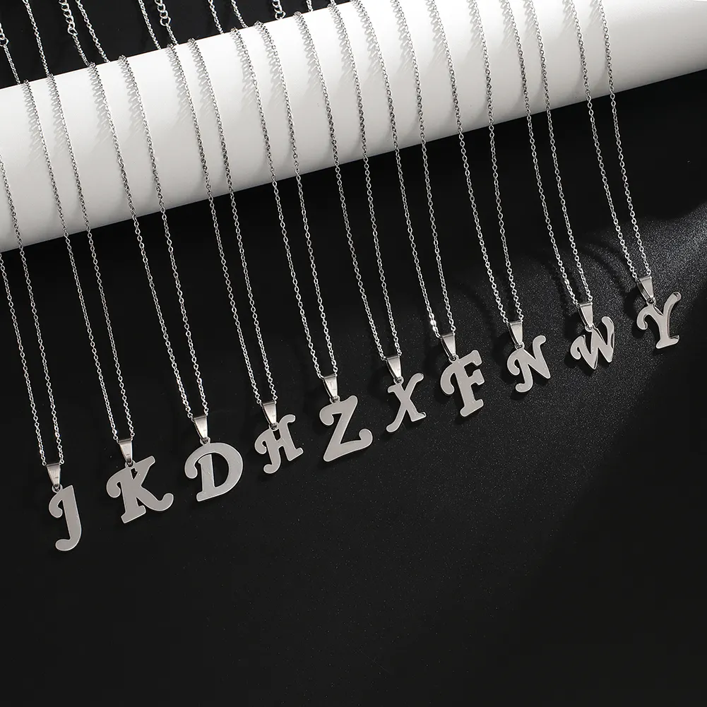 Dell'acciaio inossidabile di modo lettere iniziali A-Z parole del pendente della collana dei monili