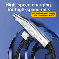 Câble USB-A vers Type-C à charge rapide 120W, cordon de chargeur tressé en nylon à angle de 90 degrés avec voyant lumineux d'alimentation
