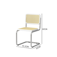 Ensemble de salle à manger moderne du milieu du siècle, table en acier inoxydable pour café boutique, bistrot, chaise cantilever en rotin, table de restaurant