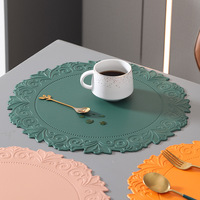 Sous-verres ronds en cuir PVC de 15 pouces, résistants à l'eau et à la chaleur, antidérapants, lavables, anti-taches, pour la table ou le bureau